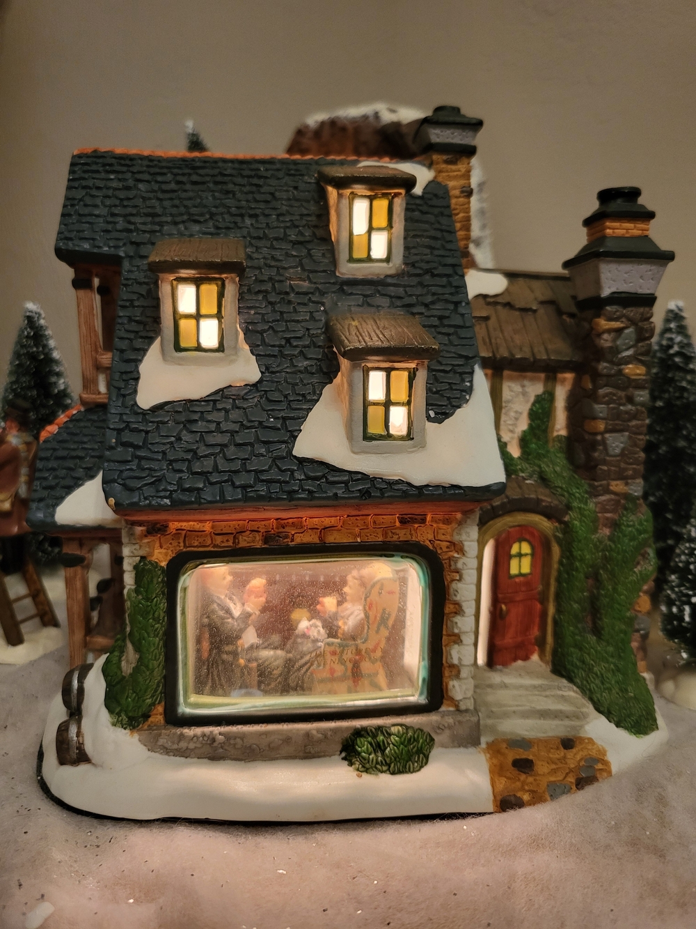Norman Rockwell Collection "Tea Time" Lighted Porcelain Village House w/Box